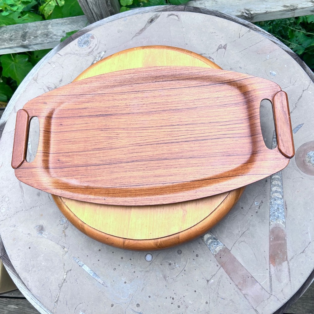 Vintage Serving Tray Large Brown Mid Century Modern Surfboard Platter MCM Dansk